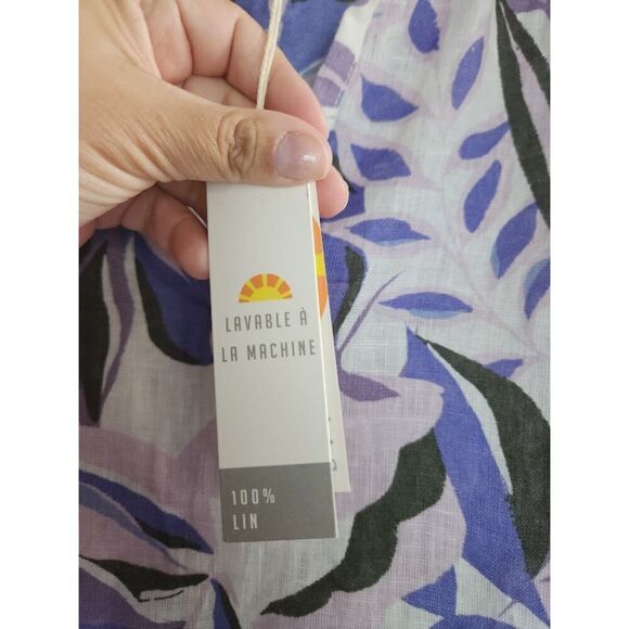 NWT C&C California Lavender Purple Print 100% Linen Pop Over Blouse size 3X - Picture 7 of 12